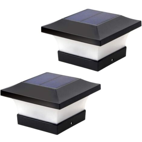Lot de 2 lampes solaires LED 6000 K pour poteaux 4x4, 5x5, 6x6 – Éclairage extérieur haute luminosité – Installation facile sur bois dur - OU 6 X