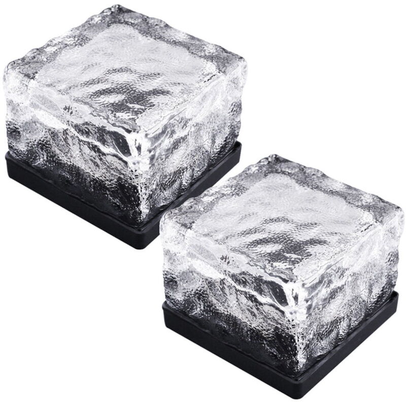 Feiyue - Lot de 2 lampes solaires led pour paysage extérieur, pour allée de jardin, brique, verre