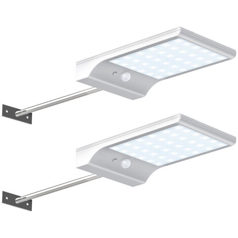 Lot de 2 lampes solaires pour gouttière – Détecteur de mouvement 36 LED – Étanchéité IP65 – Éclairage extérieur pour garage et porche – Mowze