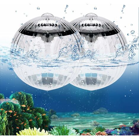 Lot de 2 lampes solaires pour piscine, lumière sous-marine pour piscine, boule flottante solaire, lampes flottantes à eau, accessoires de piscine à changement de couleur pour étang, jardin