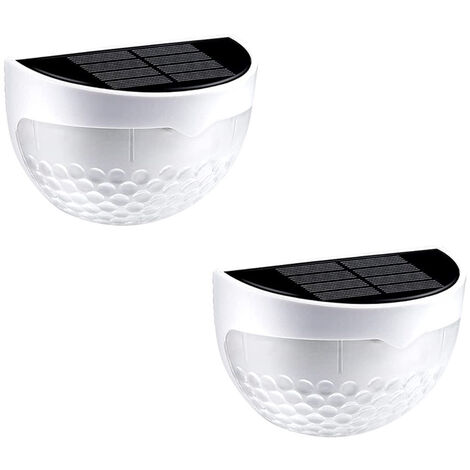 Lot De 2 Lampes Solaires Pour Poteau De Clôture, Éclairage Mural Décoratif Pour Terrasse, Blanc