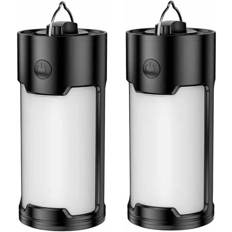 Lot de 2 lanternes de camping à LED, lanternes de survie portables ultra-lumineuses à piles, lampe de camping étanche, pour pannes de courant,