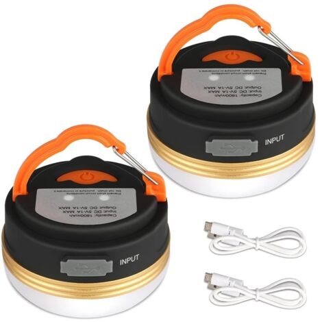 Lot de 2 lanternes de camping pour tentes, rechargeables, à piles et étanches. - AquaForge