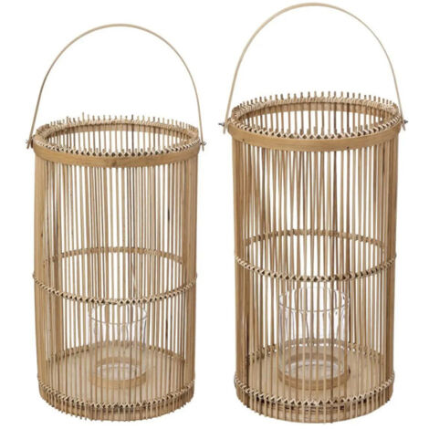 Lot de 2 Lanternes Déco "Bambou" 40cm Naturel