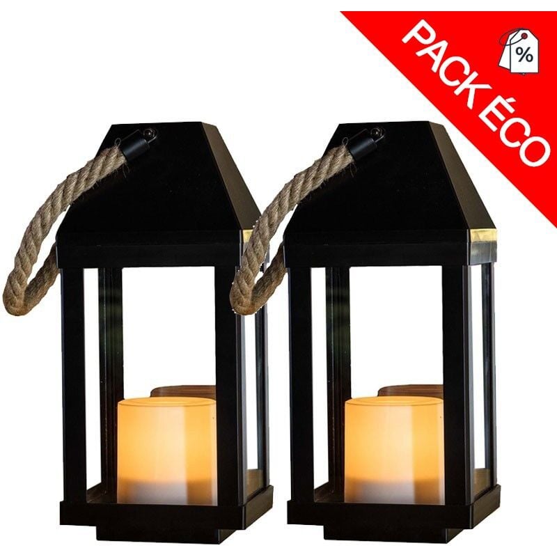 Lot de 2 lanternes lumineuses Solaires Blanc chaud chandely Lumisky