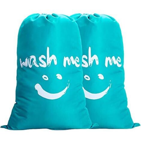 Lot de 2 Large Sacoche à Linge Pliable Sac de Rangement Lavable avec Nylon Corde Léger Sac Portable pour Vêtement Sale Couverture 100L dans Chamber Hôtel Dortoir, Voyage, Blue