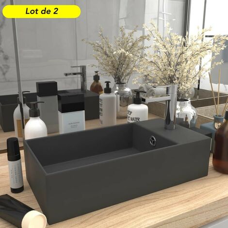 Lot de 2 Lavabos de Salle de Bain Chic & Moderne Gris Anthracite. SANS Mitigeur