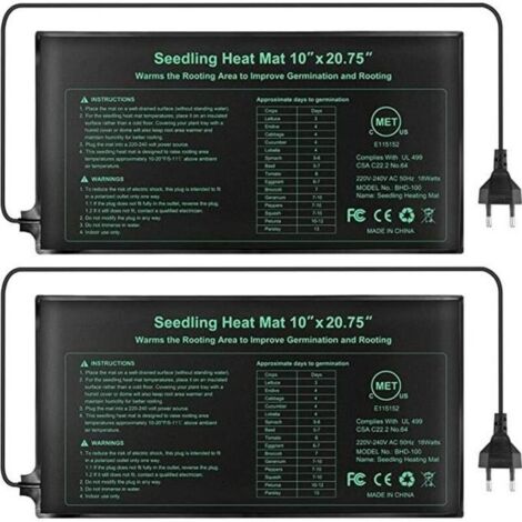 Lot de 2 lectronique Tapis Chauffant Coussin de Chauffage hydroponique imperméable pour l'usine de Reptile de Graine
