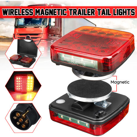 Lot de 2 LED magnétique feu arrière d'avertissement feu de freinage pour remorque caravanes campeurs camion