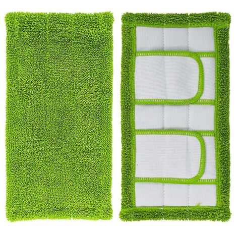Lot de 2 lingettes de rechange vertes lavables pour balai Swiffer