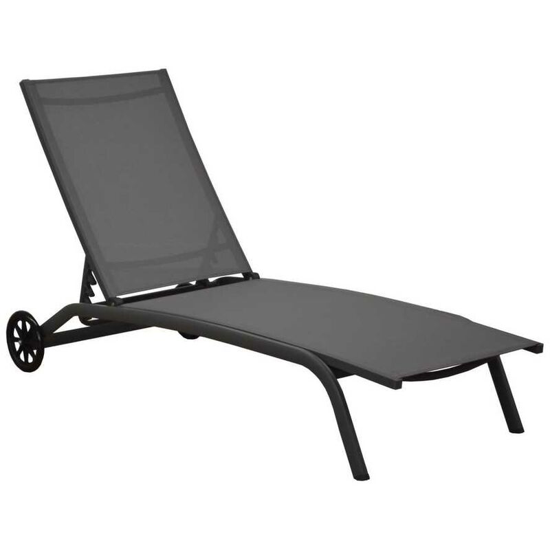 Proloisirs - Lot de 2 lit de soleil Célio - 4 inclinaisons - tpep - Gris