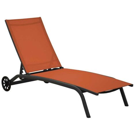 Lot de 2 lit de soleil Célio - 4 inclinaisons - TPEP - Gris/paprika