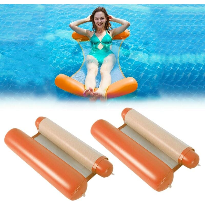 Lot de 2 lits de piscine pliables orange pour adultes et enfants.