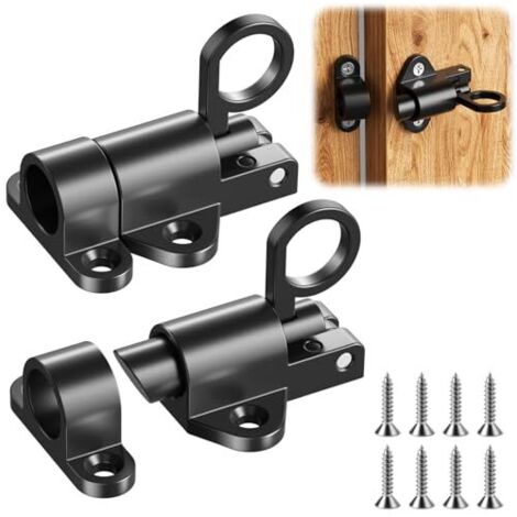 Lot de 2 Loquet Porte Boulons à Ressort, Serrure Porte Métal, Verrou de Porte Verrouillage Automatique, Loquets et Verrous de Portes, pour Portes D'armoire, Portails de Jardin, Cages pour Animaux