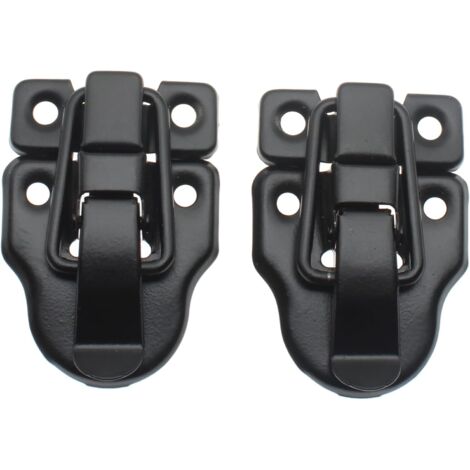 Lot de 2 loquets à bascule en bec de canard de style rétro pour boîte à bijoux, armoire, boîte à outils, valise, avec vis de montage (noir)