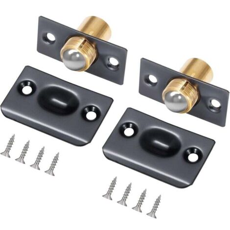 Lot de 2 loquets à bille noirs, verrou de porte de meuble à bille à rouleau, loquet en acier inoxydable encastré pour porte de placard, loquet de por