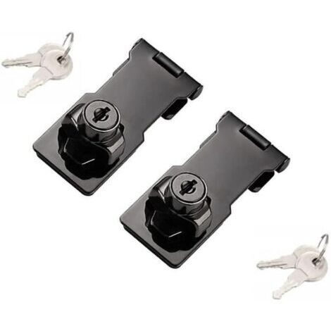 Lot de 2 loquets à clé à bouton tournant pour petites portes, armoires et plus (8 cm, noir)