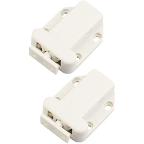 Lot de 2 Loquets Autobloquants pour Armoires Serrure à Pression Plastique Solide Facile à Installer pour Tiroirs et Placards