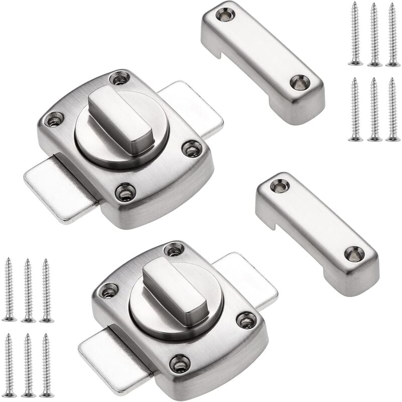Lot de 2 loquets de porte rotatifs en alliage de zinc brossé avec vis, pour armoire, tiroir, meubles de sécurité