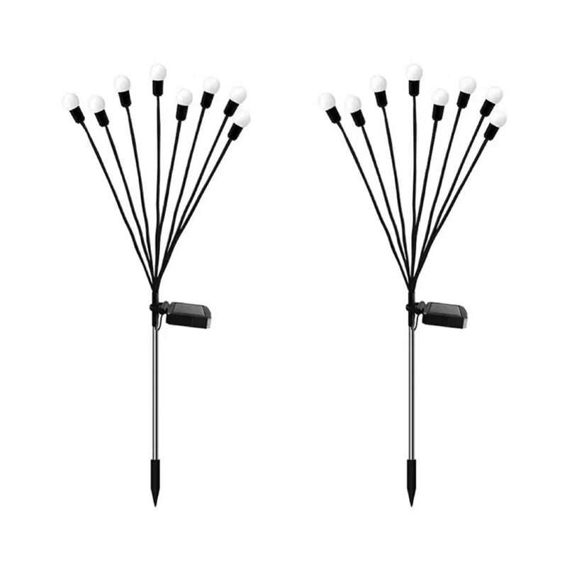 Cyslmuk - Lot de 2 lucioles solaires à 8 led - Étanche - Étoiles - Pour jardin, allée, paysage, extérieur - Lumière chaude [Classe énergétique a+++]