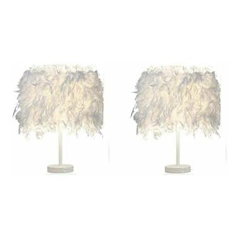 Lot de 2 Luminaire Plume , Lampe de chevet, Lampe de Table Moderne , Commutateur de bouton , Support de E27 , Décoration de Maison Chambre, Blanc