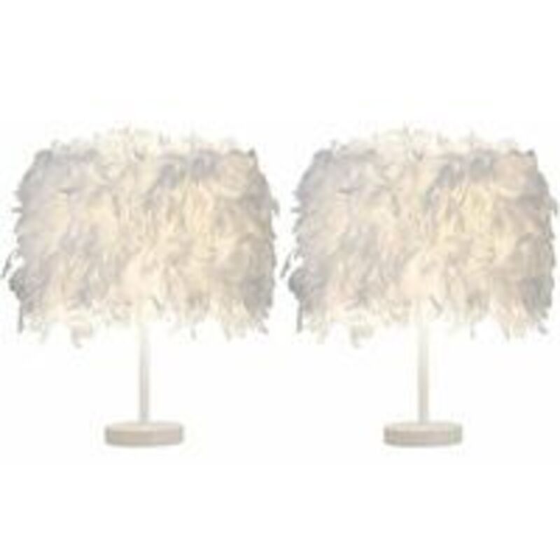 Fitags - Lot de 2 Luminaire Plume , Lampe de chevet, Lampe de Table Moderne , Commutateur de bouton , Support de E27 , Décoration de Maison Chambre,