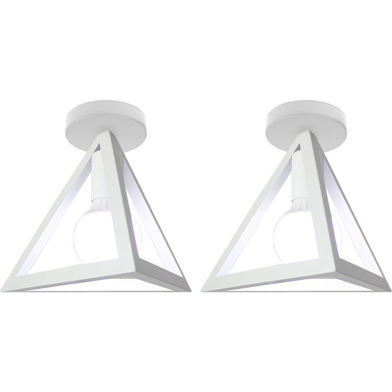 Wottes - Plafonnier Moderne en Métal Lustre Suspension Géométrie Luminaire Éclairage Abat-jour pour Salon Chambre Café Bar Blanc - 2Pcs