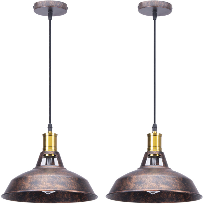 Stoex – Lot de 2 lustres suspendus industriels vintage E27 LED – Abat-jour rouille – Longueur corde 100 cm – Pour cuisine, salon, restaurant Stoex – Lot de 2 lustres suspendus industriels vintage E27 LED – Abat-jour rouille – Longueur corde 100 cm – Pour cuisine, salon, restaurant