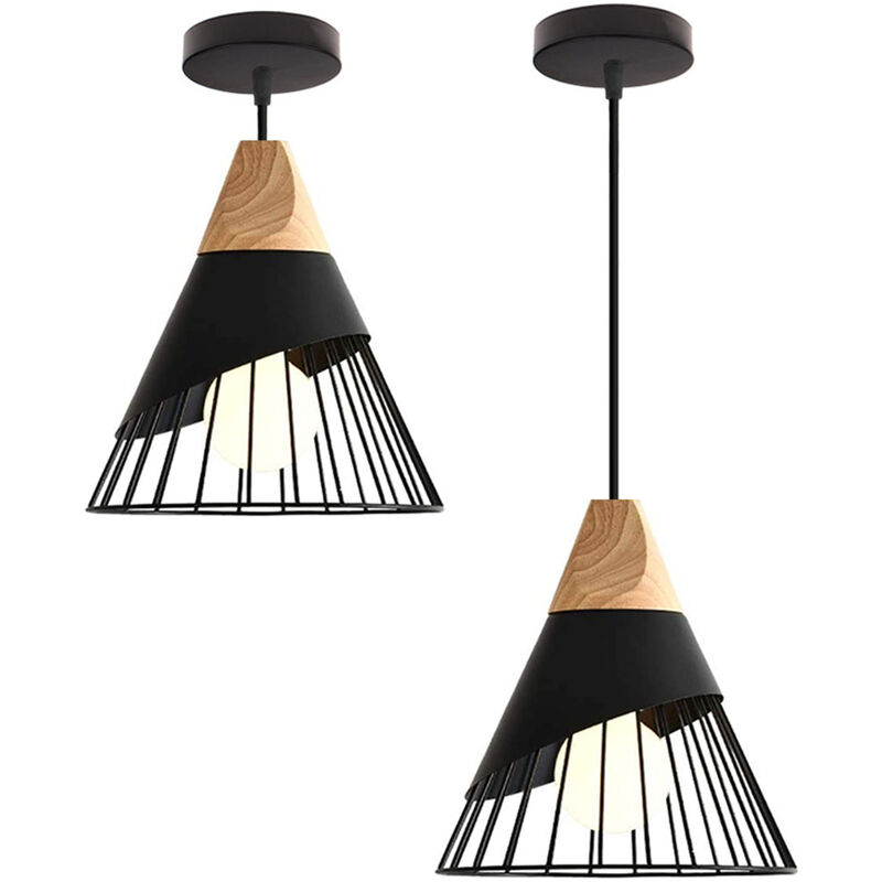 Lot de 2 Lustre Suspension Nordique Créatif Abat-jour en Forme Badminton Métal E27 pour Chambre Cuisine Bar Noir Lot de 2 Lustre Suspension Nordique Créatif Abat-jour en Forme Badminton Métal E27 pour Chambre Cuisine Bar Noir