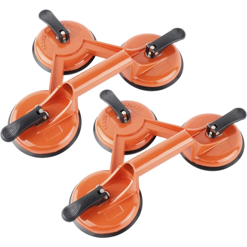 Lot de 2 lève-vitre à ventouses en aluminium pour verre - 145 kg - 118 mm - Avec 3 embouts