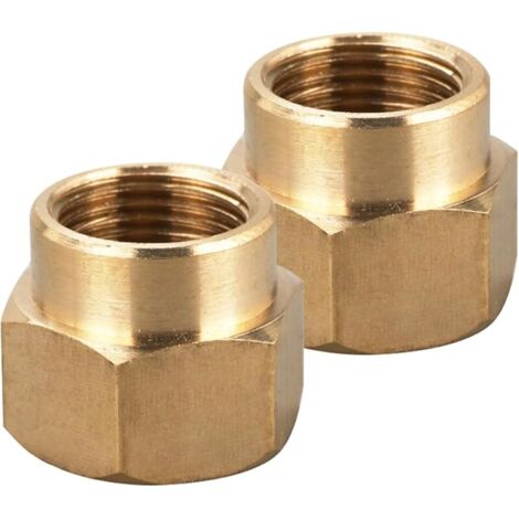 Lot de 2 manchons de réduction en laiton IG 1/2" x IG 3/8", 1/2" x 3/8" - Filetage intérieur - Manchon réducteur - Adaptateur hexagonal pour air, eau, huile