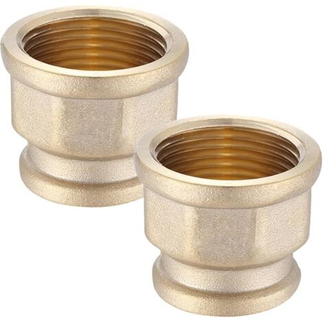Lot de 2 manchons de réduction - Filetage intérieur 1" x 1/2" - Filetage intérieur 1" x IG 1/2" - Réducteur en laiton - Raccords sanitaires pour tuyau d'eau, eau potable, réservoir, raccords