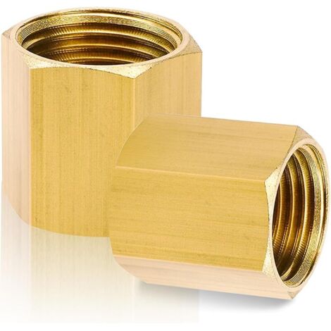 Lot de 2 manchons en laiton IG 3/8" - Filetage intérieur 3/8" - Raccord double en laiton - Avec bande d'étanchéité - Pour raccord de tuyau
