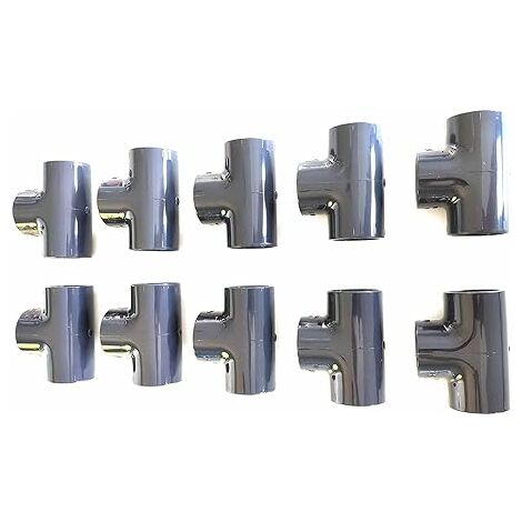 Lot de 2 Manchons PVC Pression – U Té 90° / 50 mm intérieur F/F/F PN16 / Piscine et arrosage