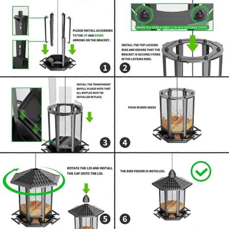 Lot de 2 mangeoires à oiseaux suspendues pour l'extérieur, design pagode rétro--