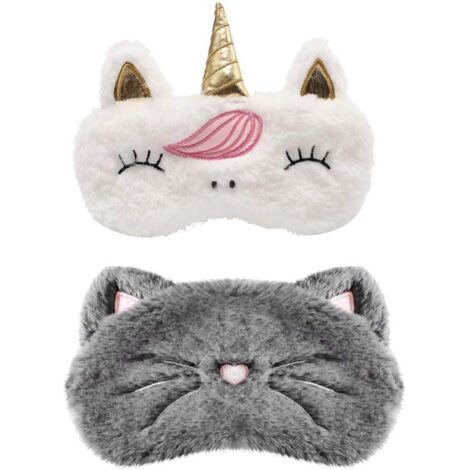 Lot de 2 masques pour les yeux en peluche,
