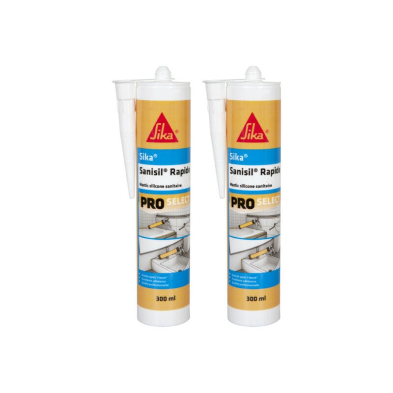 Sika - Lot de 2 mastics silicone anti-moisissure Sanisil Rapide - Transparent - 300ml
