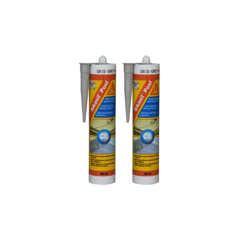 Lot de 2 mastic silicone Sika Sika sil Pool - Joint pour piscine gris - 300ml - Gris