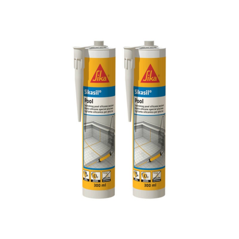 Lot de 2 mastic silicone Sika Sika sil Pool - Joint pour piscine transparent - 300ml - Transparent