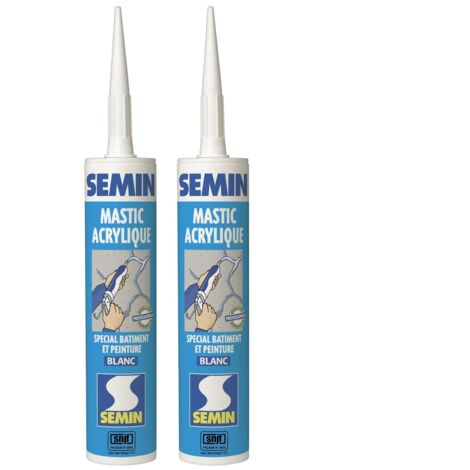 Lot de 2 mastics acrylique blanc pour combler des fissures ou pour réaliser des liaisons entre différents éléments de maçonnerie Semin - intérieur/extérieur - cartouche de 310 ml