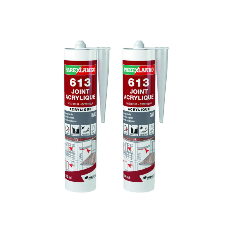 Parexlanko - Lot de 2 Mastics acryliques 613 Joint acrylique - Gris - 300ml - Gris
