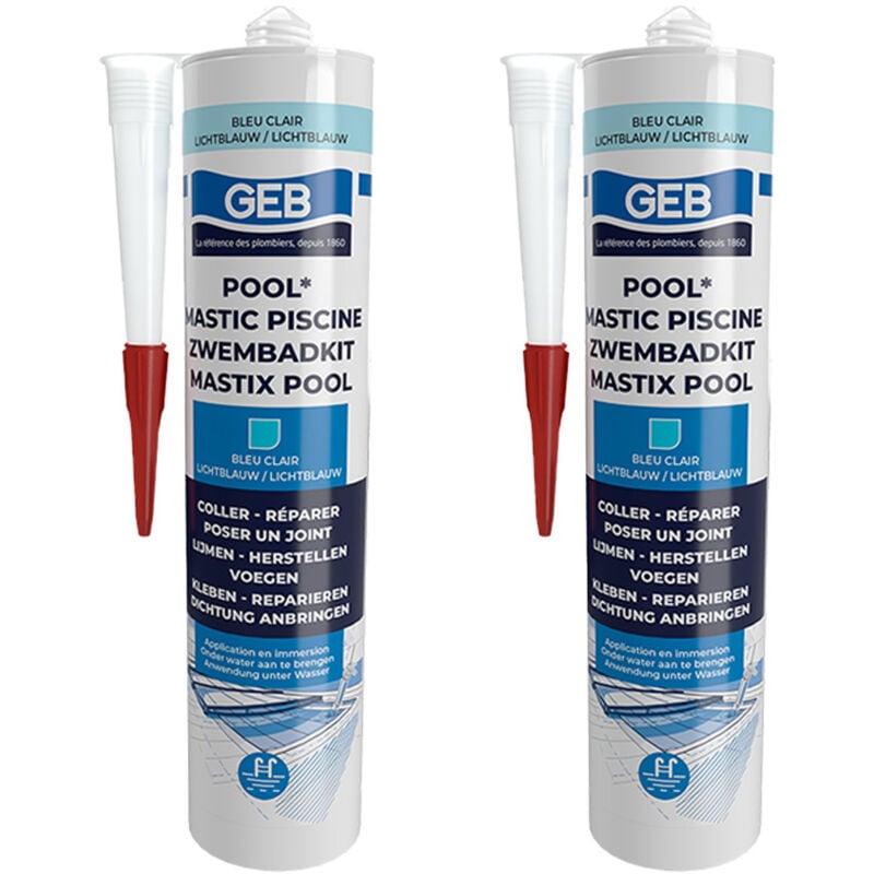 GEB - Lot de 2 Mastics piscine pool qualité professionnelle bleu 290 ml