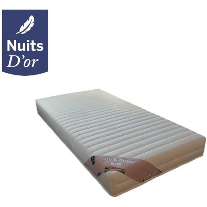 Nuits D'or - Lot de 2 Matelas 20 cm pour Sommier Electrique ou Mécanique Soutien Ferme 90x200 contact Mousse a Mémoire de Forme 55 Kg/m3 + 2