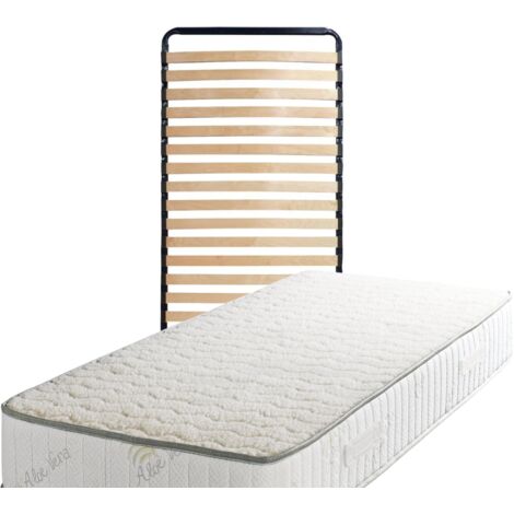 Lot de 2 Matelas 70x190 + Sommier + pieds + Oreiller Mémoire + Protège Matelas Offerts Mousse Poli Lattex Indéformable - 23 cm - Trés Ferme