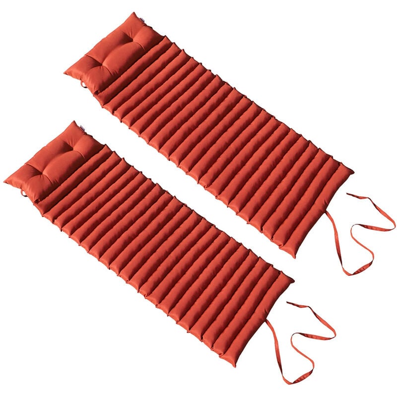 Lot de 2 matelas bain de soleil 180cm terracotta Red Deco 2x sormiou terracotta