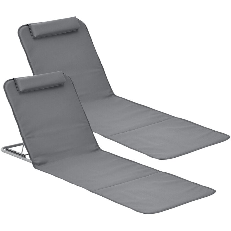 [en.casa] - Lot de 2 Matelas de Plage Donostia Dossier Inclinable Gris Foncé