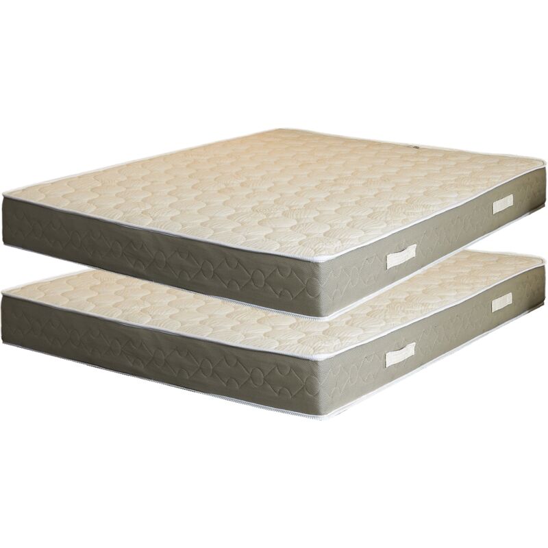 Lot de 2 Matelas Latex Naturel 80x190 x 23 cm Trés Ferme - Tissu 100% Coton - Spécial Sommier Electrique - Déhoussable Housse Lavable - 7 Zones de