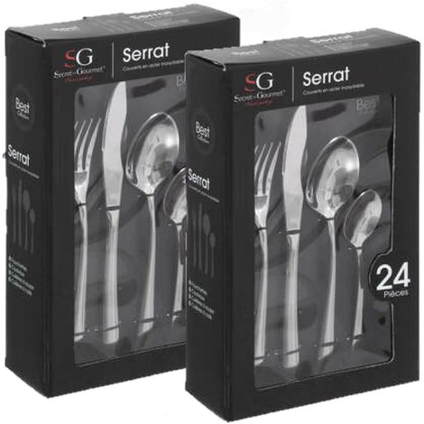 Lot de 2 ménagères en acier inoxydable 24 pièces SERRAT
