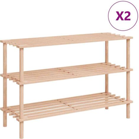 Lot de 2 Meuble à chaussures,Range-chaussures à 3 étagères Bois de sapin solide - DH36396