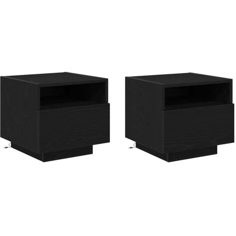 Lot de 2 Meuble de chevet，Cabinet de chevet，Table de nuit avec tiroir Chêne noir 40 x 39 x 37 cm CFW696213